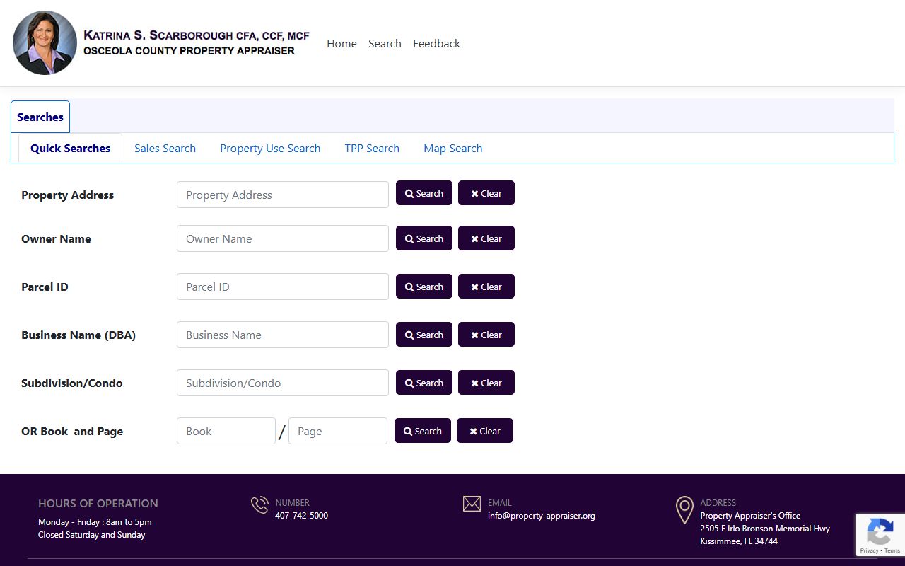 Osceola County Property Appraiser parcel search portal