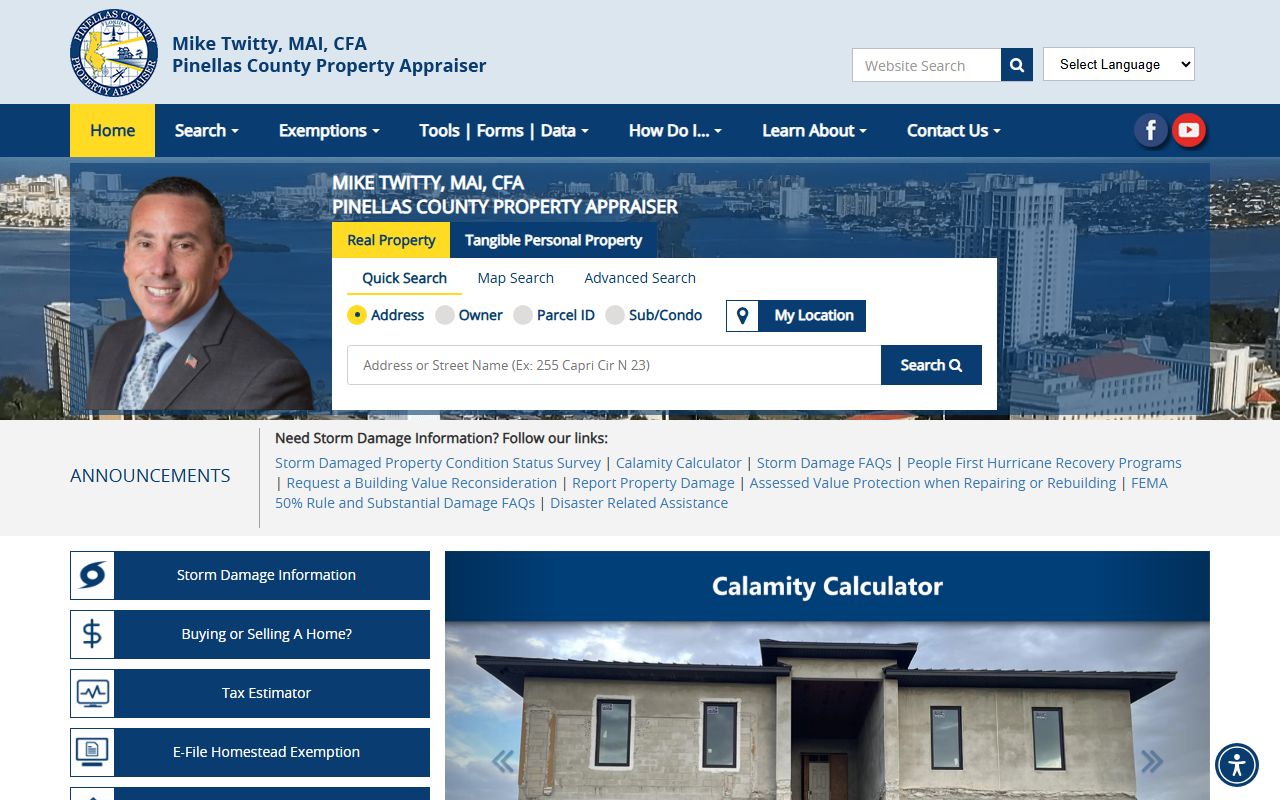 Pinellas County Property Appraiser homepage at pcpao.gov
