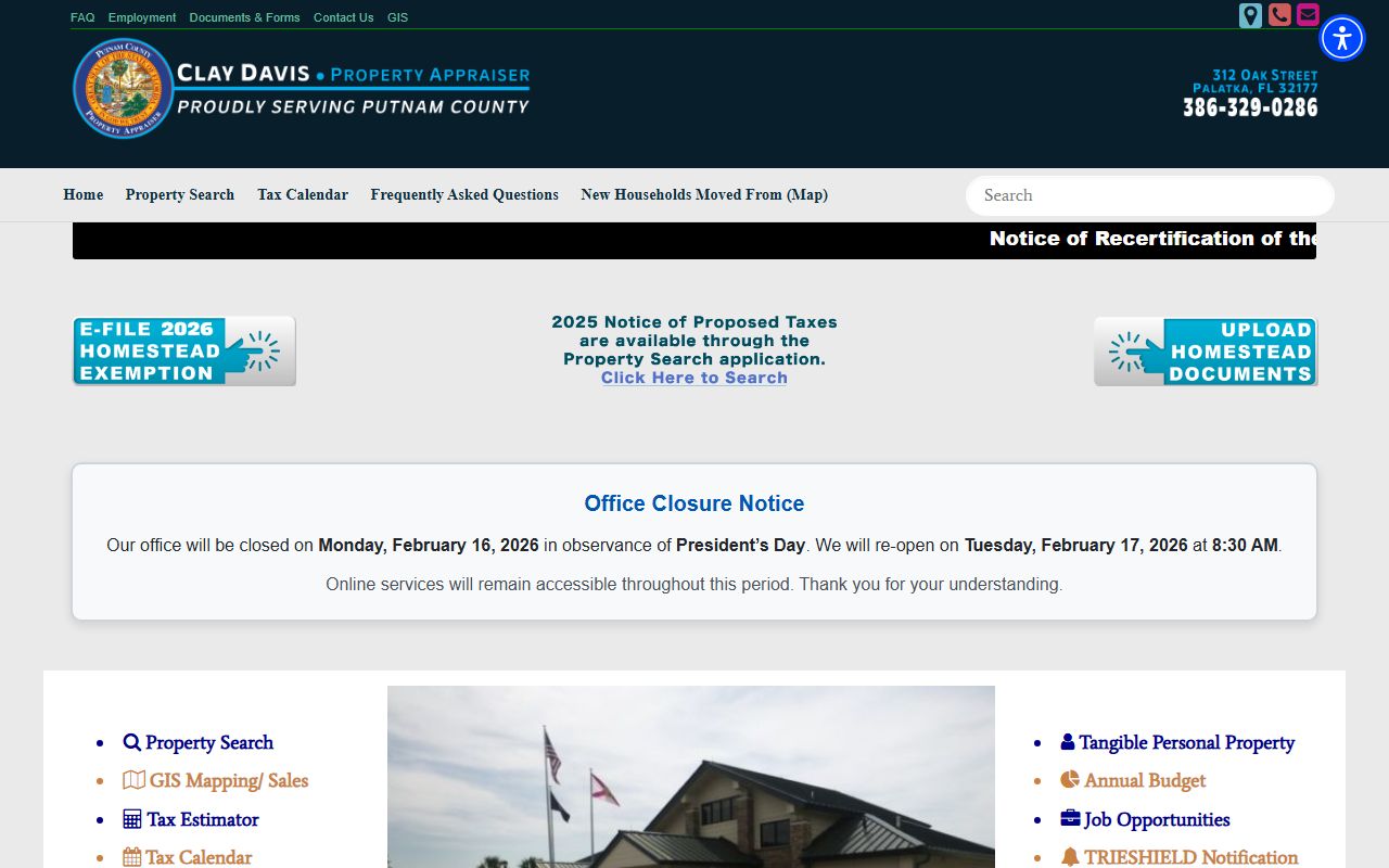 Putnam County Property Appraiser website at putnamappraiser.com