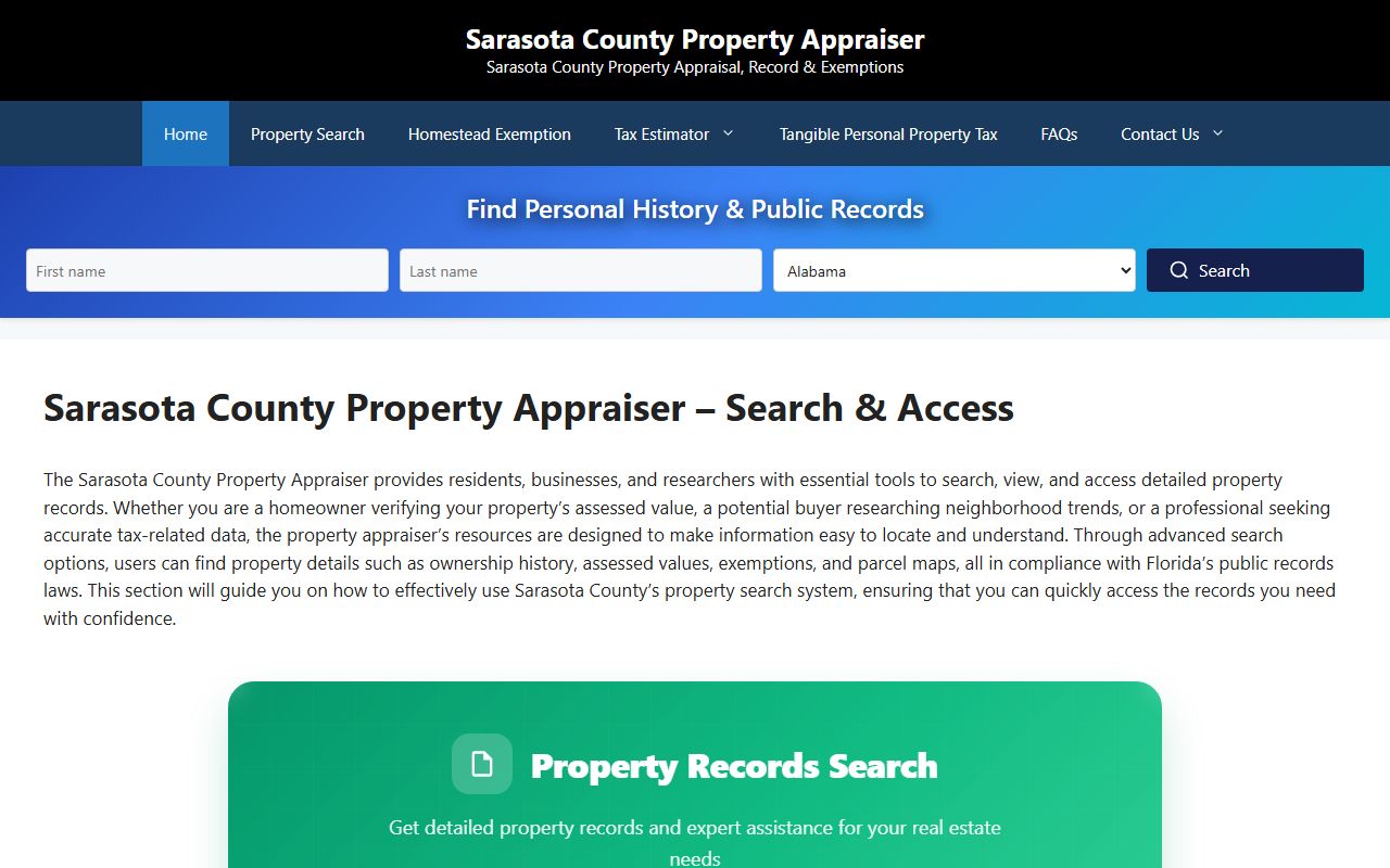 Sarasota County Property Appraiser Informational Site