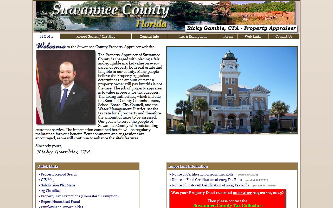 Suwannee County Property Appraiser Homepage